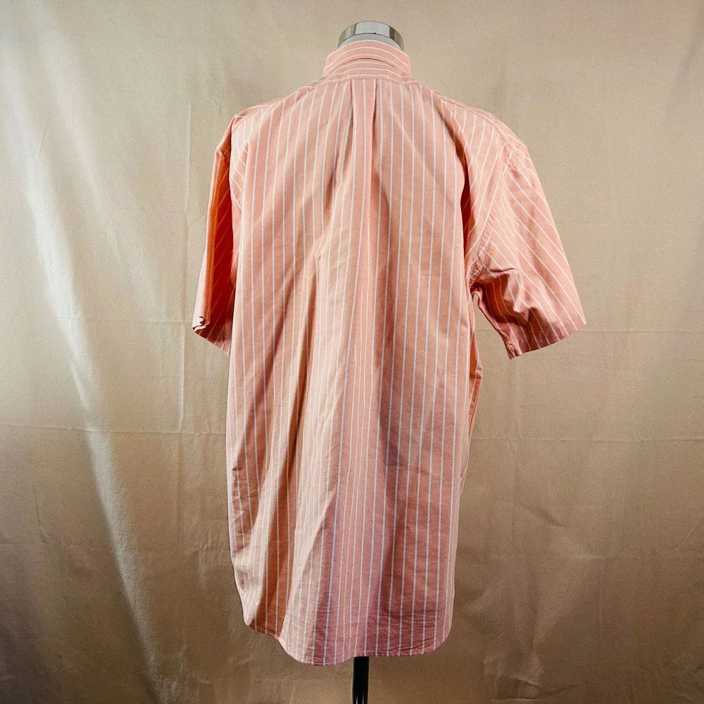 Polo Ralph Lauren XL Blake Oxford Shirt Orange Striped Short Sleeve Cotton Mens